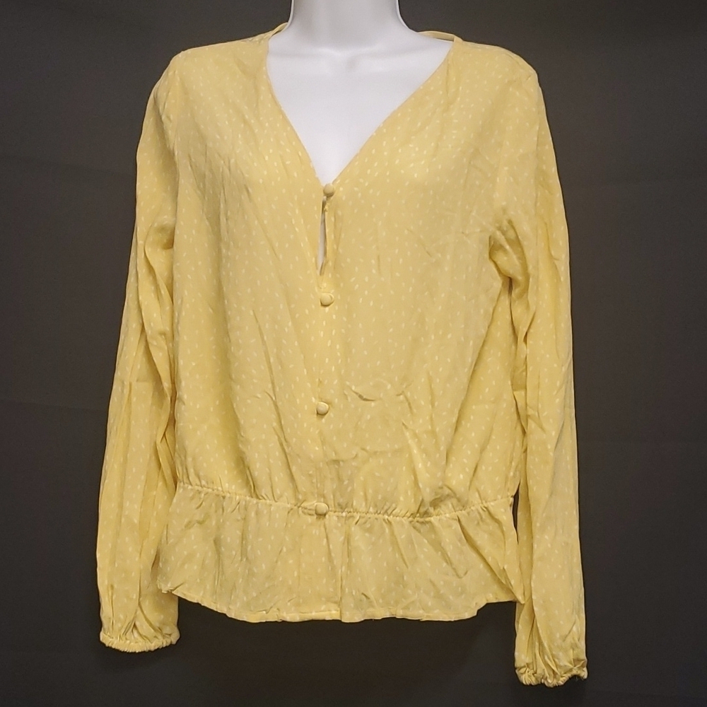 Dip Dotted V-Neck Top SZ XS